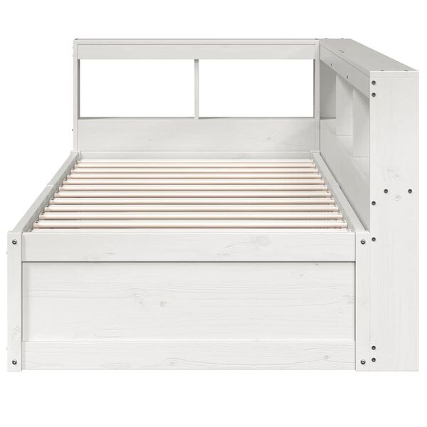 vidaXL Κρεβάτι Βιβλιοθήκη Χωρίς Στρώμα Λευκό 75x190 εκ Μασίφ Πεύκο