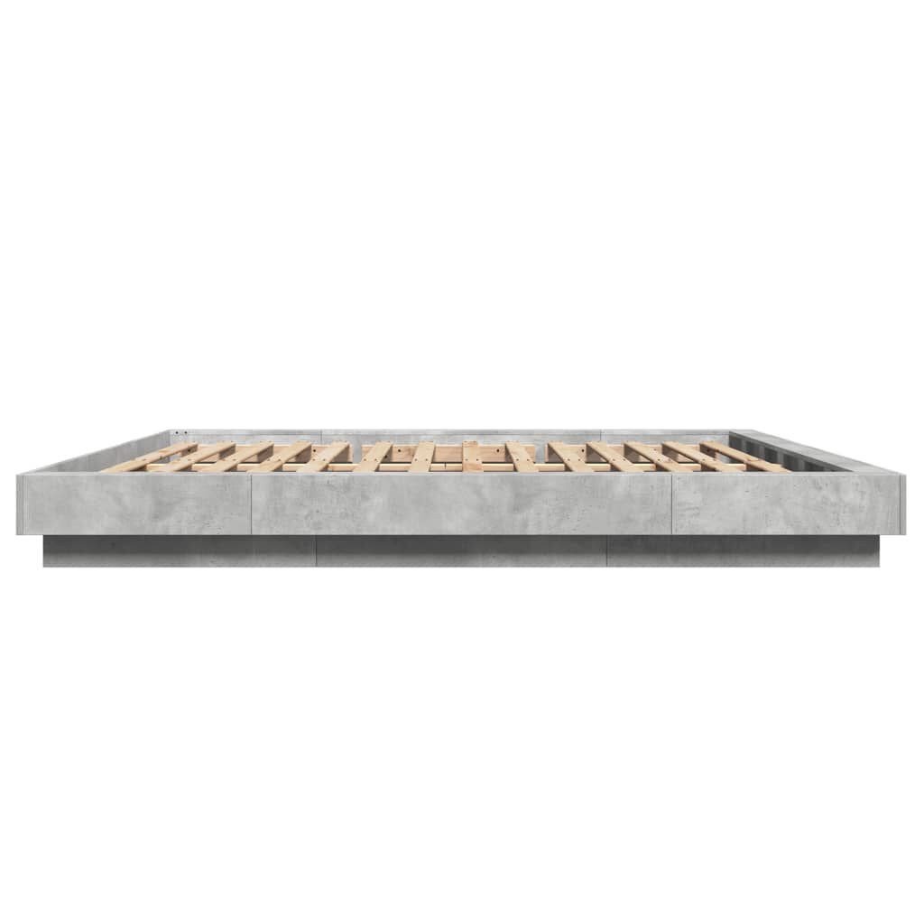 vidaXL Πλαίσιο Κρεβατιού με Φώτα LED Γκρι Σκυρ. 200x200 εκ. Επεξ. Ξύλο
