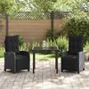 vidaXL Σέτ φαγητού για κήπο 3 pcs Μαύρο συνθετικό ρατάν