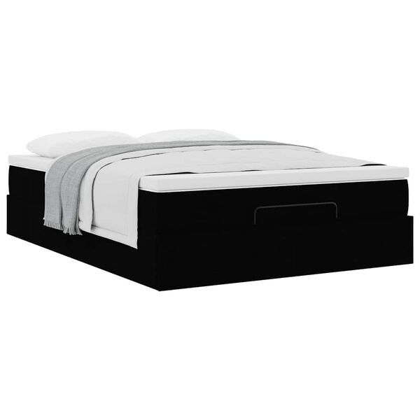 vidaXL Οθωμανικό κρεβάτι με στρώμα Μαύρο 140x190cm Ύφασμα