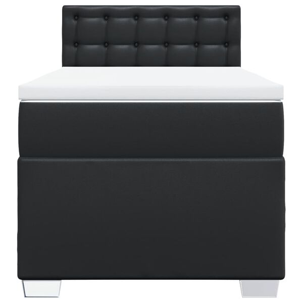 vidaXL Κρεβάτι Boxspring με Στρώμα Μαύρο 80 x 200 εκ. Συνθετικό Δέρμα