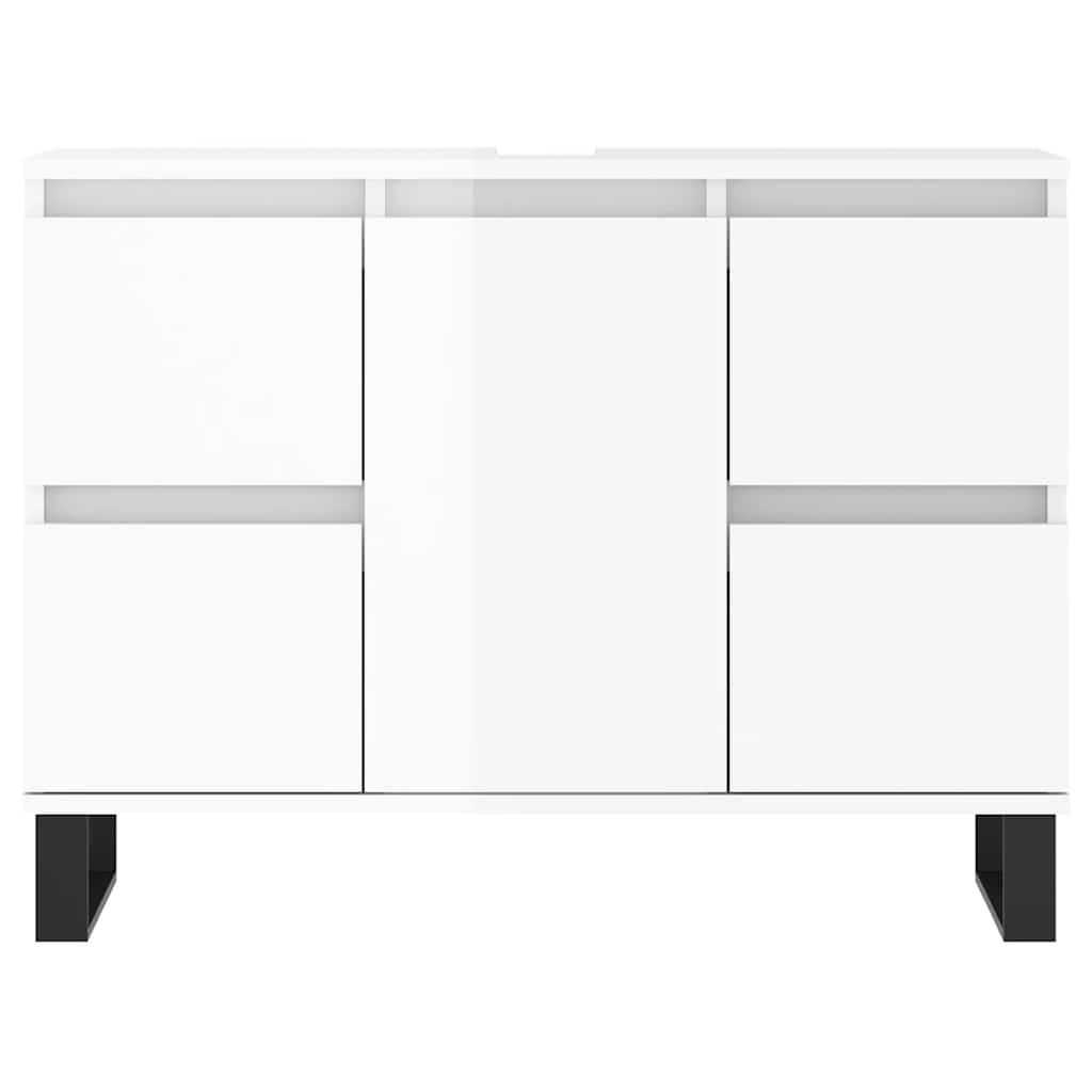 vidaXL Ντουλάπι Μπάνιου Γυαλ. Λευκό 80 x 33 x 60 εκ. από Επεξεργ. Ξύλο