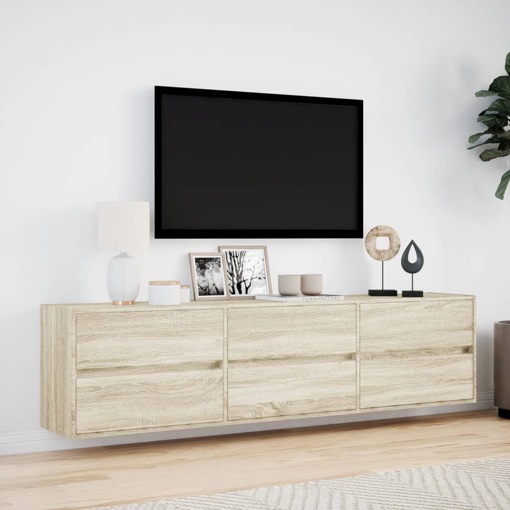 vidaXL Έπιπλο Τοίχου Τηλεόρασης με LED Sonoma Δρυς 180x31x45 εκ.