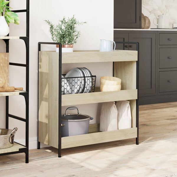 vidaXL Τρόλεϊ Κουζίνας Sonoma Δρυς 70x30x82 εκ. από Επεξεργασμένο Ξύλο