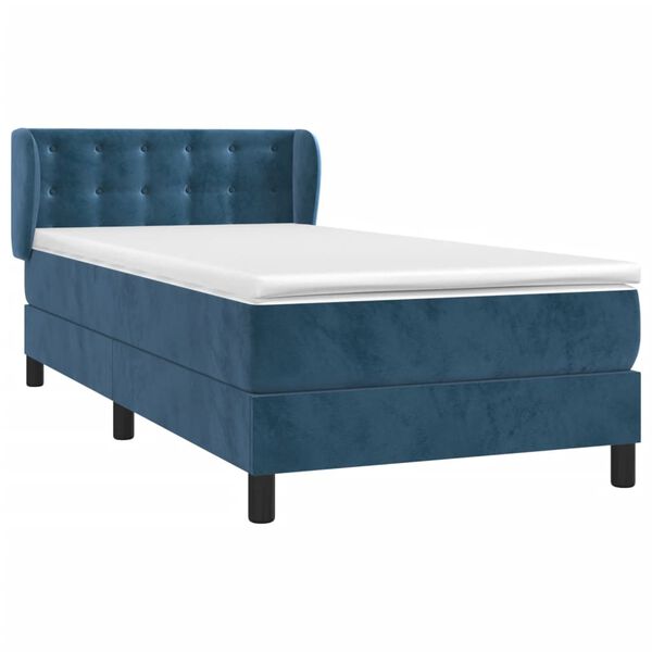 vidaXL Κρεβάτι Boxspring με Στρώμα Σκούρο Μπλε 80 x 200 εκ. Βελούδινο