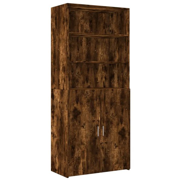 vidaXL Ραφιέρα με Ντουλάπια Καπνιστή Δρυς 80x42,5x225 εκ. Επεξ. Ξύλο