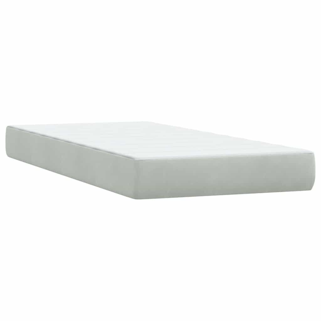 vidaXL Box Spring κρεβάτι με στρώμα ανοιχτό γκρι 80x220 cm Βελούδινο