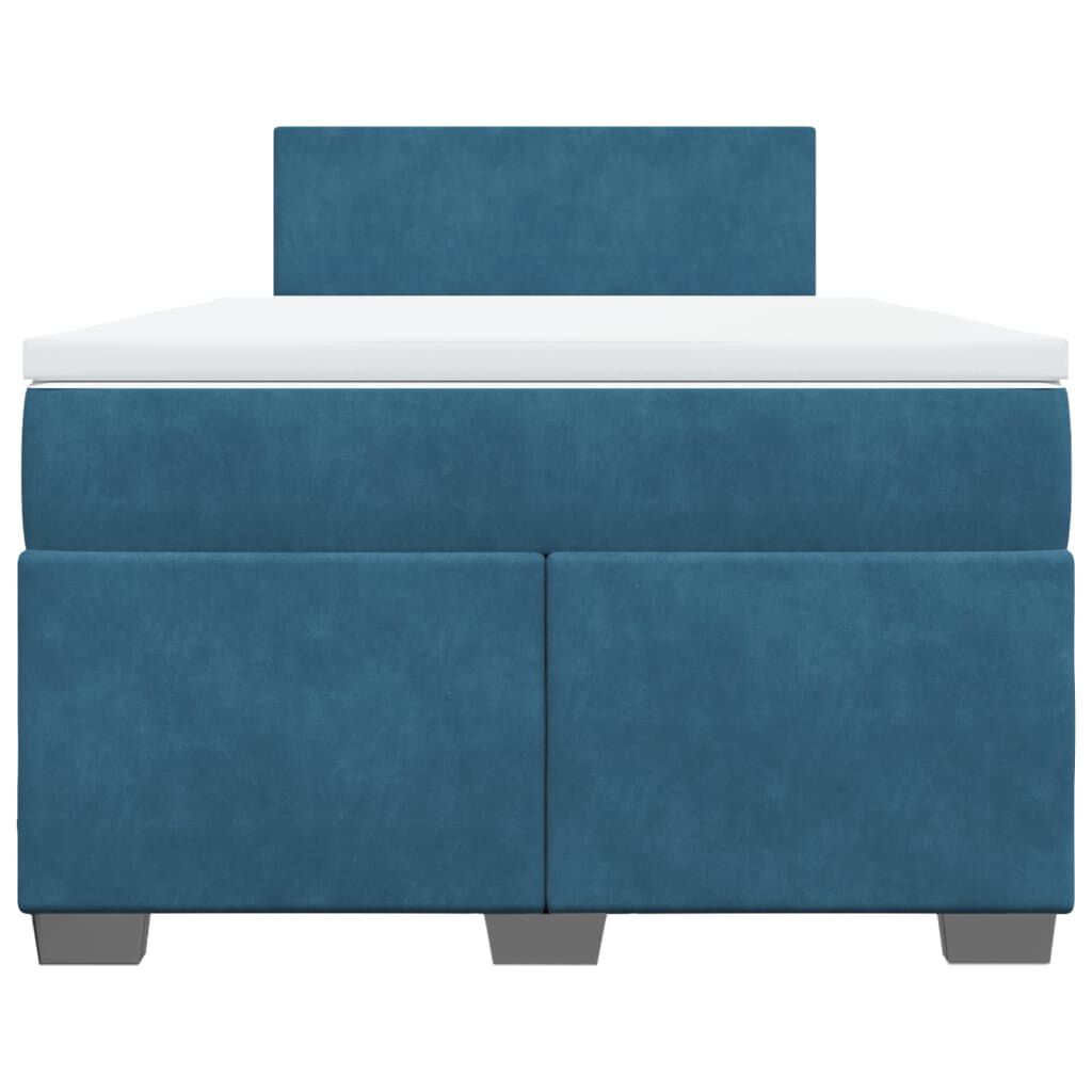 vidaXL Κρεβάτι Boxspring με Στρώμα Μπλε 120x190 εκ. Βελούδινο