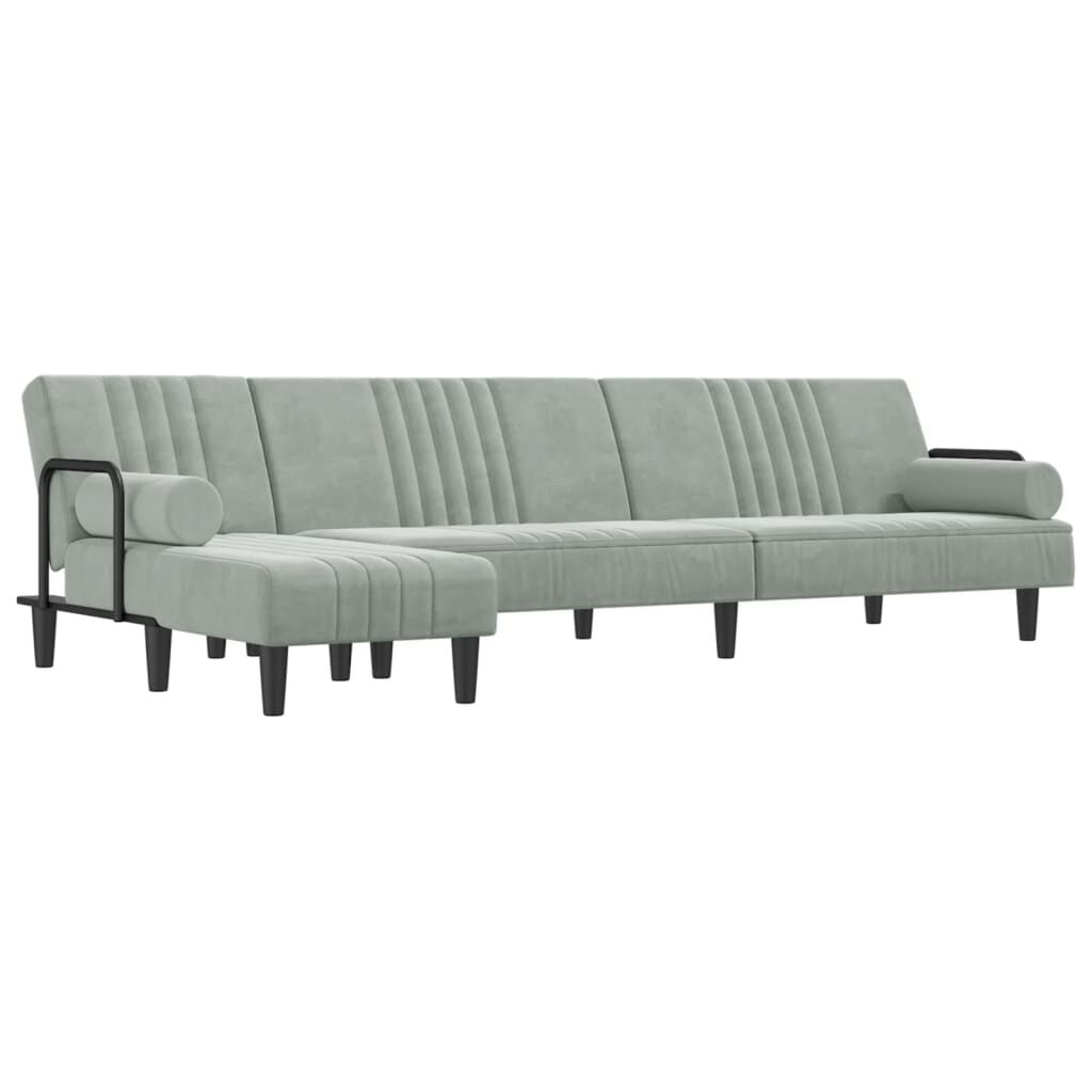 vidaXL Καναπές Κρεβάτι Γωνιακός Αν. Γκρι 260 x 140 x 70 εκ. Βελούδινος