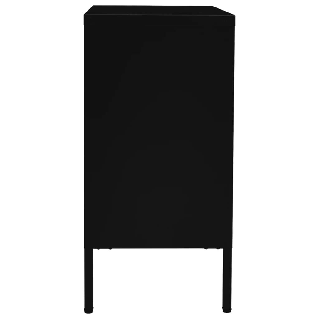 vidaXL Μπουφές Μαύρος 75 x 35 x 70 εκ. από Ατσάλι και Ψημένο Γυαλί