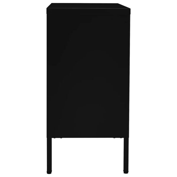 vidaXL Μπουφές Μαύρος 75 x 35 x 70 εκ. από Ατσάλι και Ψημένο Γυαλί