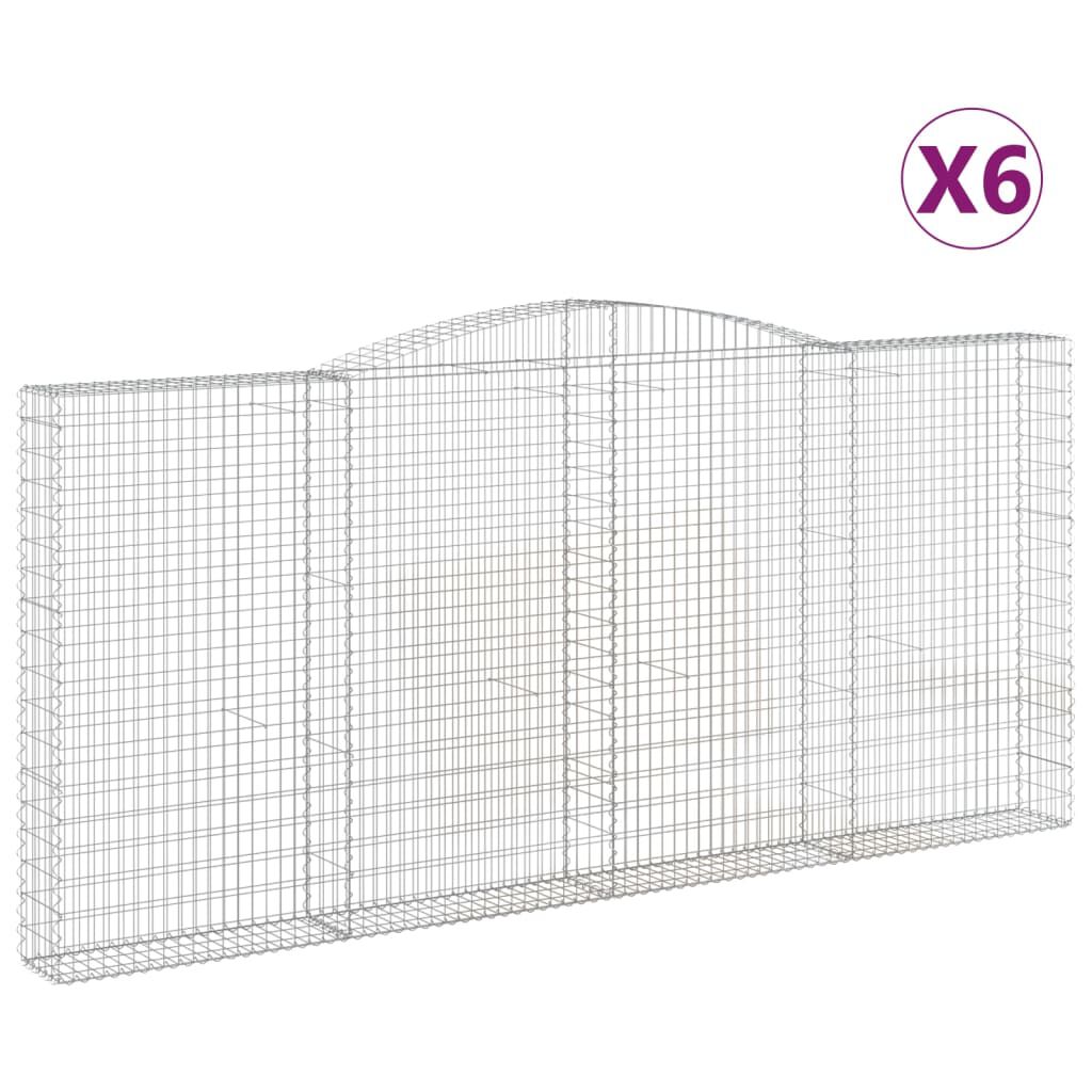 vidaXL Συρματοκιβώτια Τοξωτά 6 τεμ. 400x30x180/200 εκ. Γαλβαν. Ατσάλι