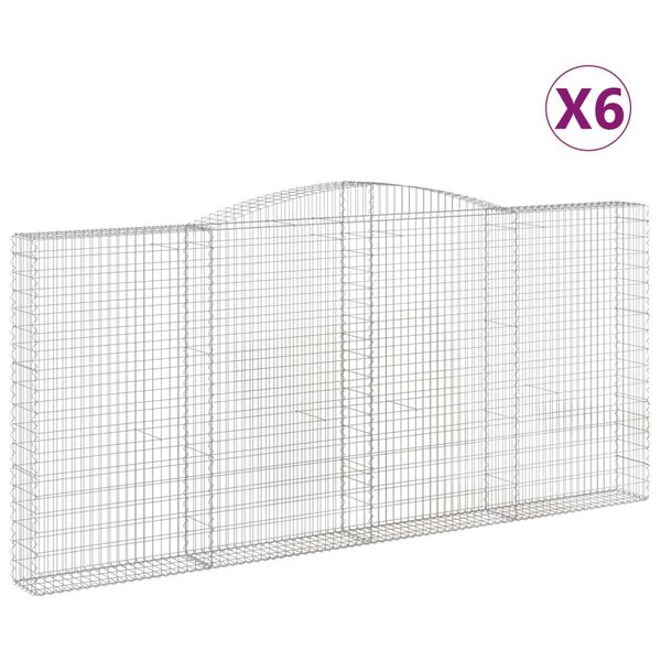 vidaXL Συρματοκιβώτια Τοξωτά 6 τεμ. 400x30x180/200 εκ. Γαλβαν. Ατσάλι