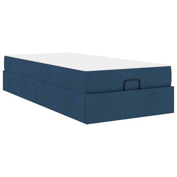 vidaXL Σκελετός Κρεβατιού με στρώμα Μπλε 100 x 200 cm ύφασμα