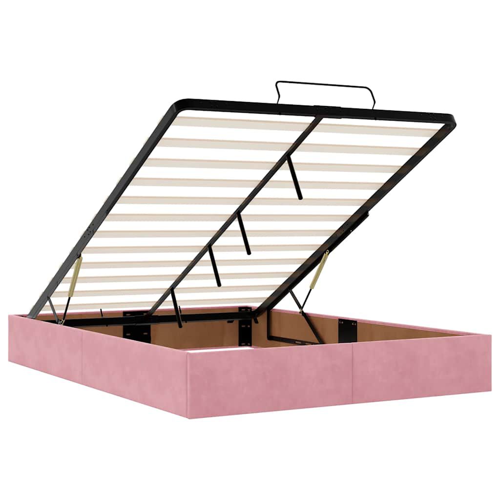 vidaXL Οθωμανικό κρεβάτι με στρώμα ροζ 140x190cm Βελούδο