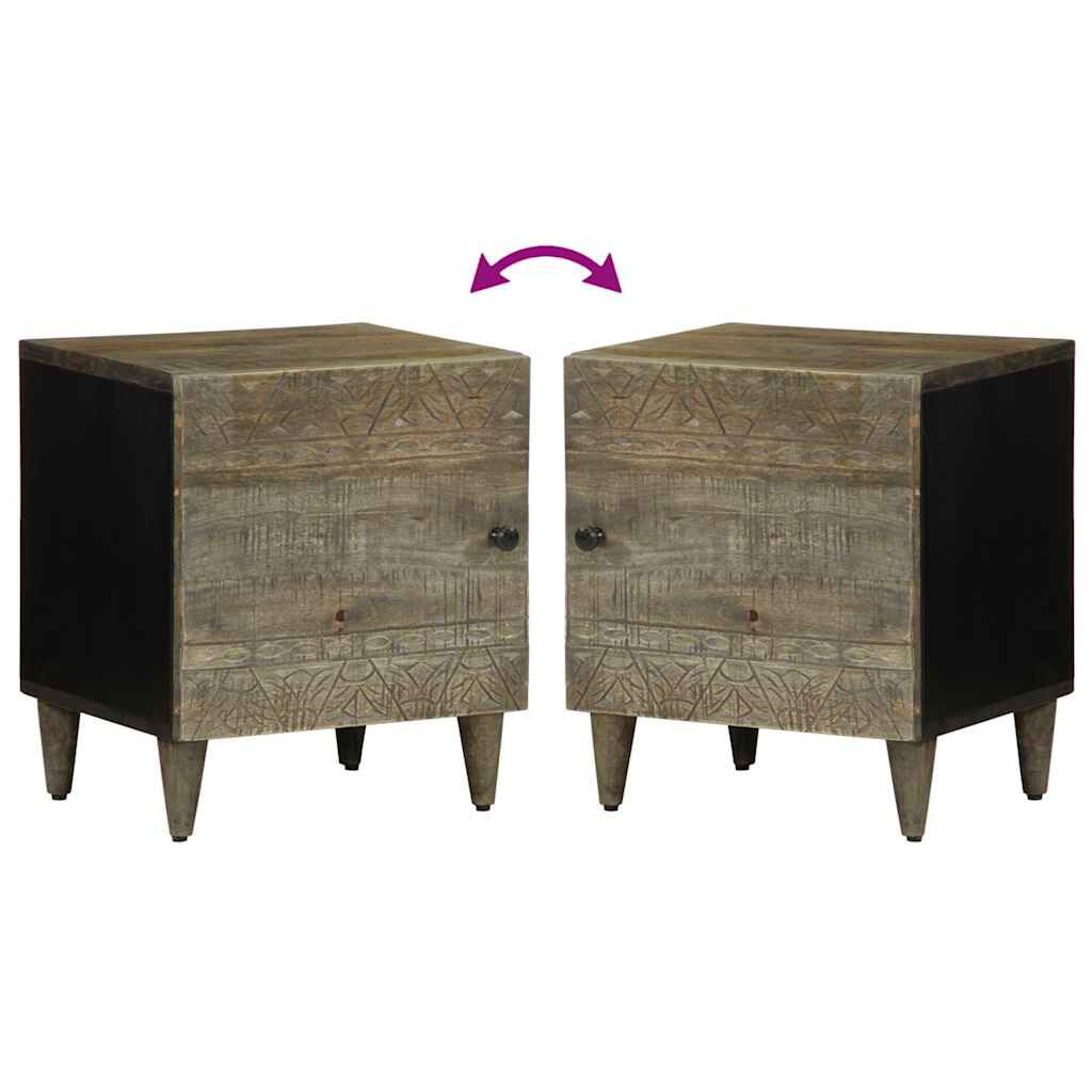vidaXL κομοδίνο ντουλάπι ανοιχτό γκρι 40x33x46 cm μασίφ ξύλο Mango