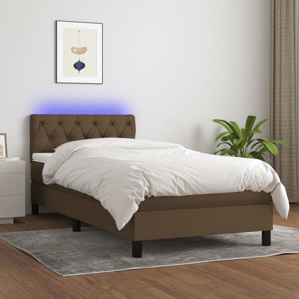 vidaXL &Kappa;&rho;&epsilon;&beta;ά&tau;&iota; Boxspring &mu;&epsilon; &Sigma;&tau;&rho;ώ&mu;&alpha; & LED &Sigma;&kappa;.&Kappa;&alpha;&phi;έ 80x200 &epsilon;&kappa;. &Upsilon;&phi;&alpha;&sigma;&mu;ά&tau;&iota;&nu;&omicron;