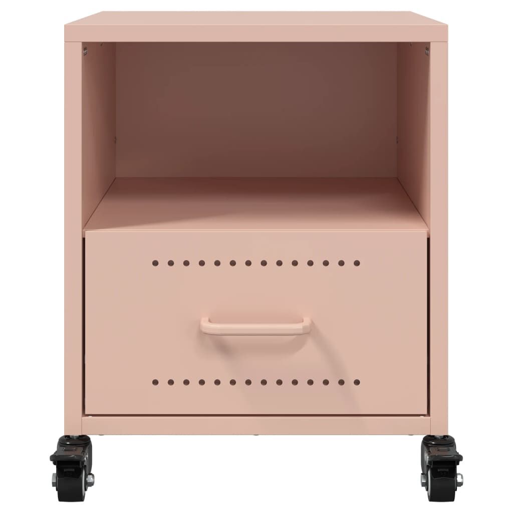vidaXL Κομοδίνο Ροζ 36x39x43,5 εκ. από Χάλυβα