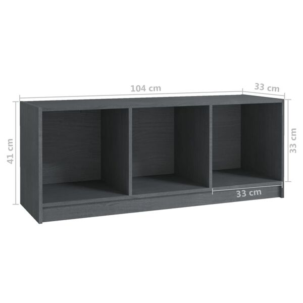 vidaXL Έπιπλο Τηλεόρασης Γκρι 104 x 33 x 41 εκ. από Μασίφ Ξύλο Πεύκου