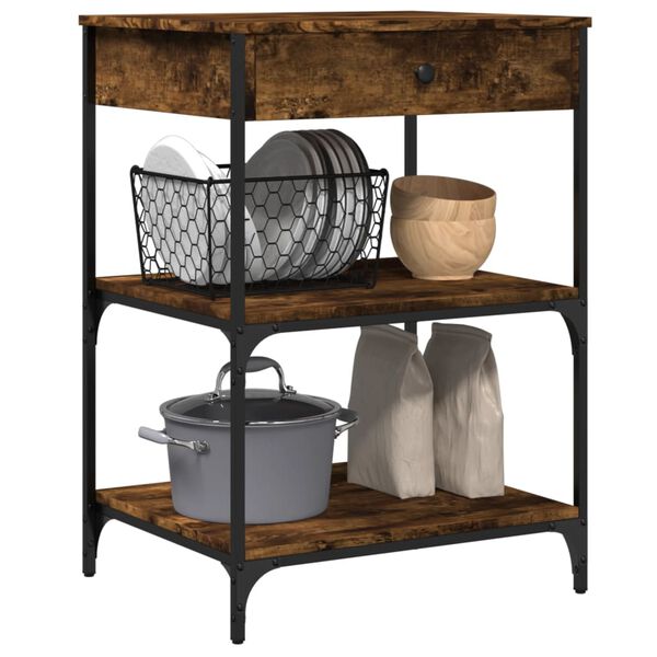 vidaXL Τρόλεϊ Κουζίνας Καπνιστή Δρυς 60x48x89,5 εκ. Επεξεργασμένο Ξύλο