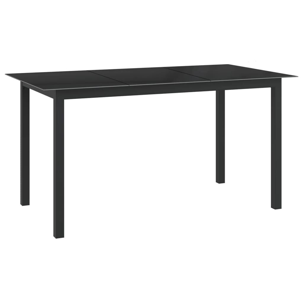 vidaXL Τραπέζι Κήπου Μαύρο 150 x 90 x 74 εκ. από Αλουμίνιο / Γυαλί
