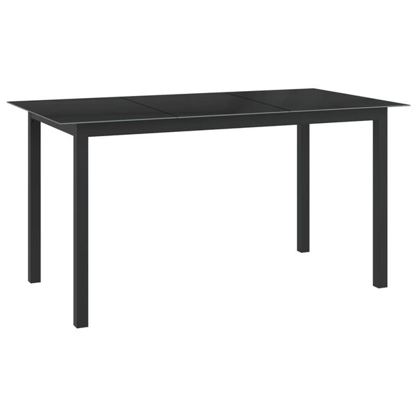 vidaXL Τραπέζι Κήπου Μαύρο 150 x 90 x 74 εκ. από Αλουμίνιο / Γυαλί