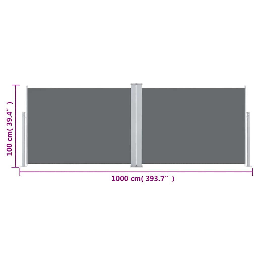 vidaXL Σκίαστρο Πλαϊνό Συρόμενο Ανθρακί 100 x 1000 εκ.