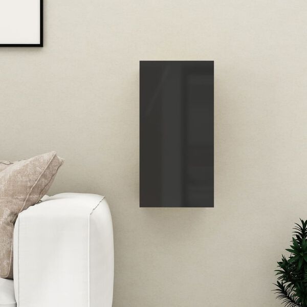 vidaXL Έπιπλο Τηλεόρασης Γυαλιστερό Μαύρο 30,5x30x60εκ. από Επεξ. Ξύλο