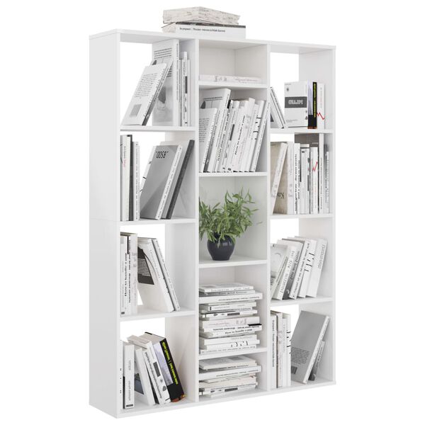 vidaXL Διαχωριστικό/Βιβλιοθήκη Γυαλ. Λευκό 100x24x140 εκ. Επεξ. Ξύλο