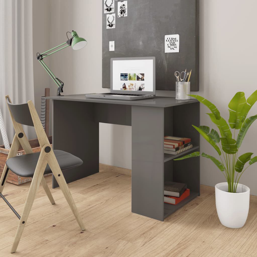 vidaXL Γραφείο Γυαλιστερό Γκρι 110 x 60 x 73 εκ. από Μοριοσανίδα