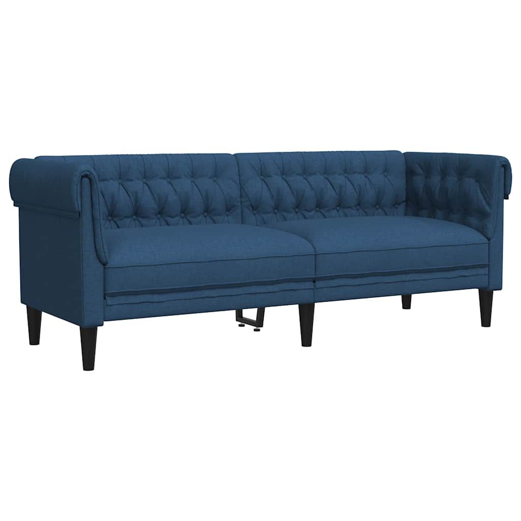 vidaXL Καναπές Τριθέσιος Chesterfield Μπλε Υφασμάτινος