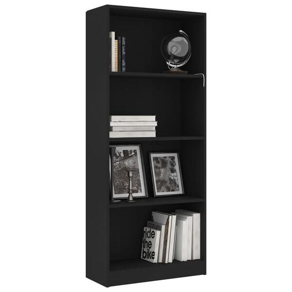 vidaXL Βιβλιοθήκη με 4 Ράφια Λευκή 60 x 24 x 142 εκ. από Επεξ. Ξύλο