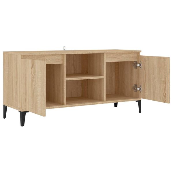 vidaXL Έπιπλο Τηλεόρασης Καπνιστή Δρυς 103,5x35x50 εκ Μεταλλικά Πόδια