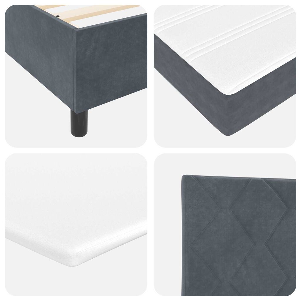 vidaXL Κρεβάτι με Στρώμα και Πάγκο Σκούρο Γκρι 120x200 εκ Βελούδο