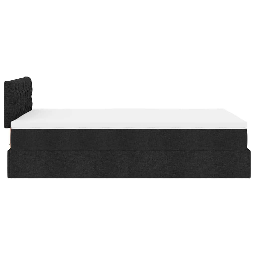 vidaXL Οθωμανικό κρεβάτι με στρώμα Μαύρο 120x190 cm Ύφασμα