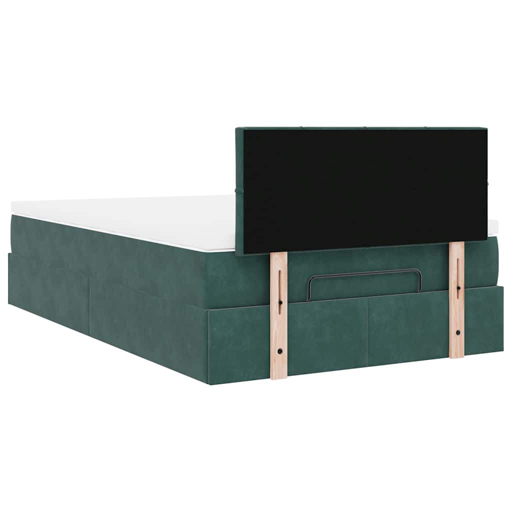 vidaXL Οθωμανικό κρεβάτι με στρώμα & LEDs Dark Green 120x200cm Velvet
