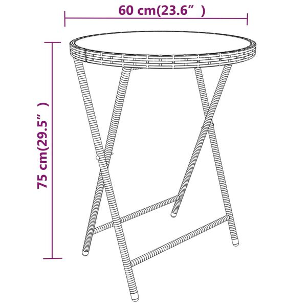 vidaXL Σετ Επίπλων Bistro Κήπου 5 τεμ. Μαύρο Συνθ. Ρατάν/Ψημένο Γυαλί