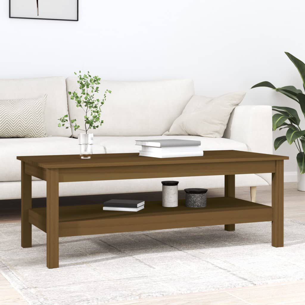 vidaXL Τραπεζάκι Σαλονιού Καφέ Μελί 110x50x40 εκ. Μασίφ Ξύλο Πεύκου