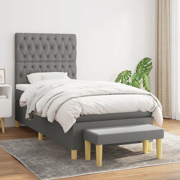 vidaXL &Kappa;&rho;&epsilon;&beta;ά&tau;&iota; Boxspring &mu;&epsilon; &Sigma;&tau;&rho;ώ&mu;&alpha; &Sigma;&kappa;&omicron;ύ&rho;&omicron; &Gamma;&kappa;&rho;&iota; 90x190 &epsilon;&kappa;. &Upsilon;&phi;&alpha;&sigma;&mu;ά&tau;&iota;&nu;&omicron;