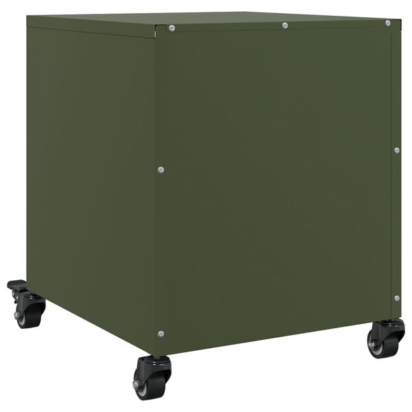 vidaXL Κομοδίνο Πράσινο Λαδί 36x39x43,5 εκ. από Χάλυβα