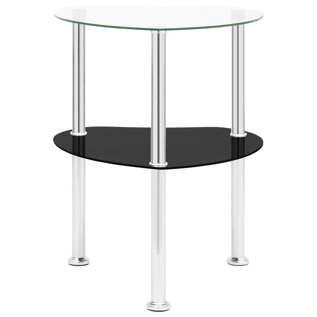 322786 vidaXL Βοηθ. Τραπέζι 2 Επ. Διαφ. & Μαύρο 38x38x50 εκ Ψημ. Γυαλί