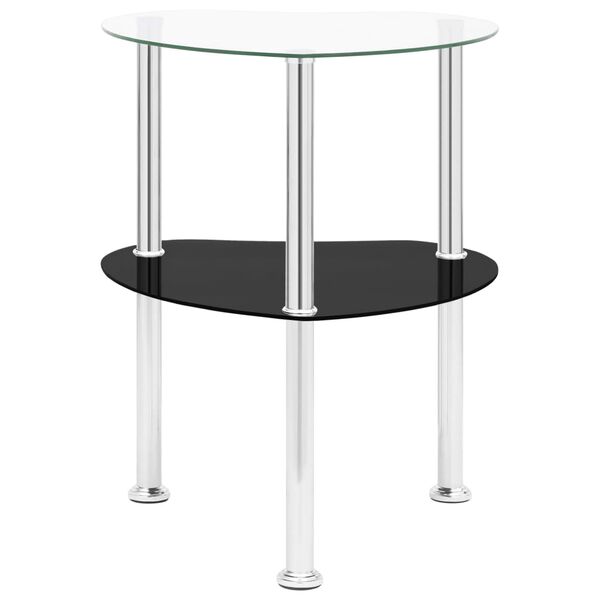 322786 vidaXL Βοηθ. Τραπέζι 2 Επ. Διαφ. & Μαύρο 38x38x50 εκ Ψημ. Γυαλί