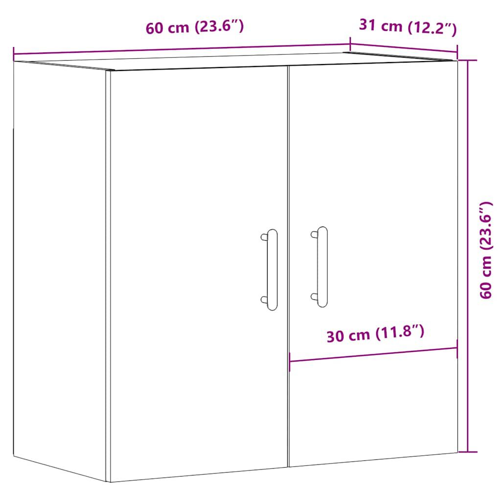 vidaXL Ντουλάπι Τοίχου Αρτισιανή Δρυς 60x31x60 εκ. Επεξεργασμένο Ξύλο