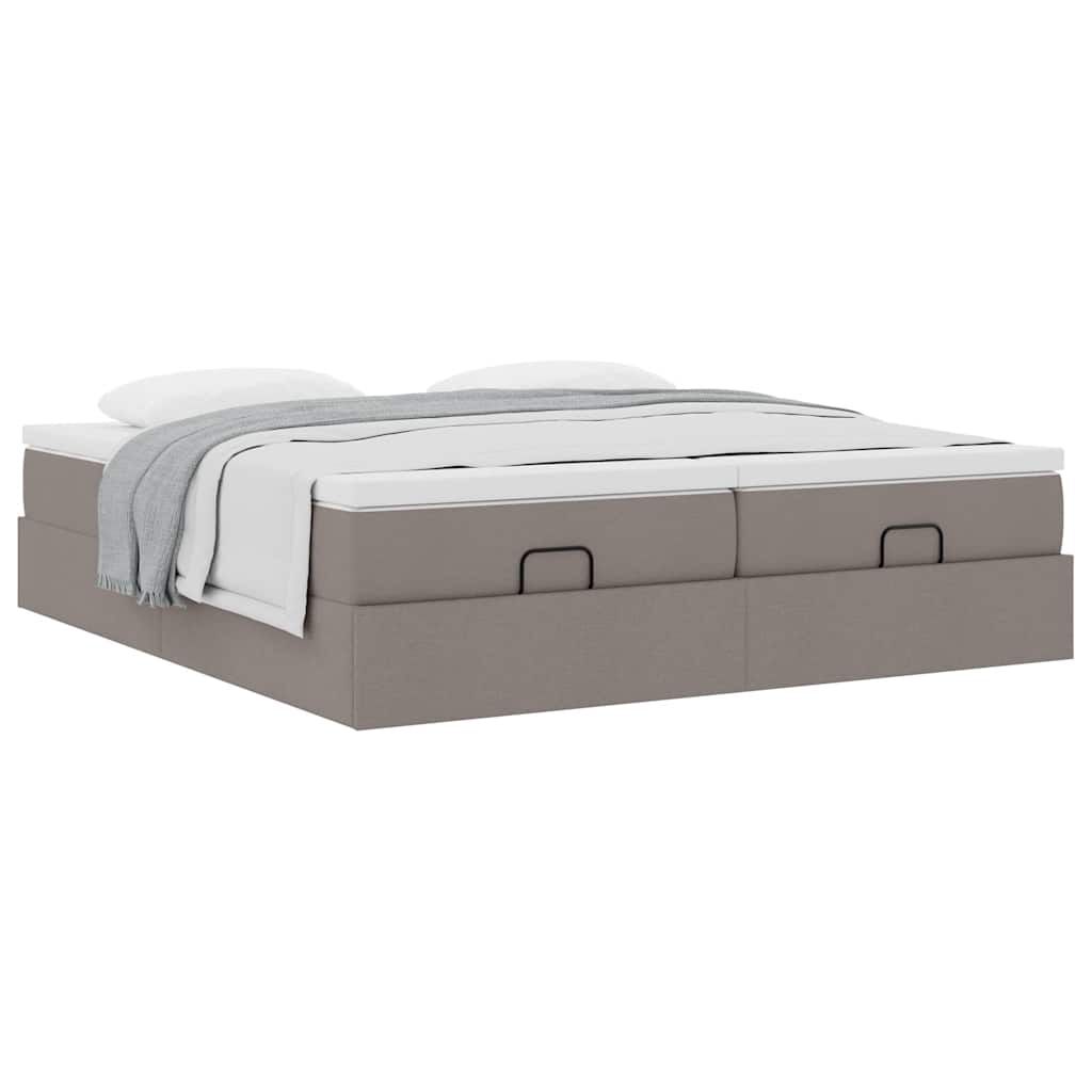 vidaXL Οθωμανικό κρεβάτι με στρώματα Taupe 200x200cm ύφασμα
