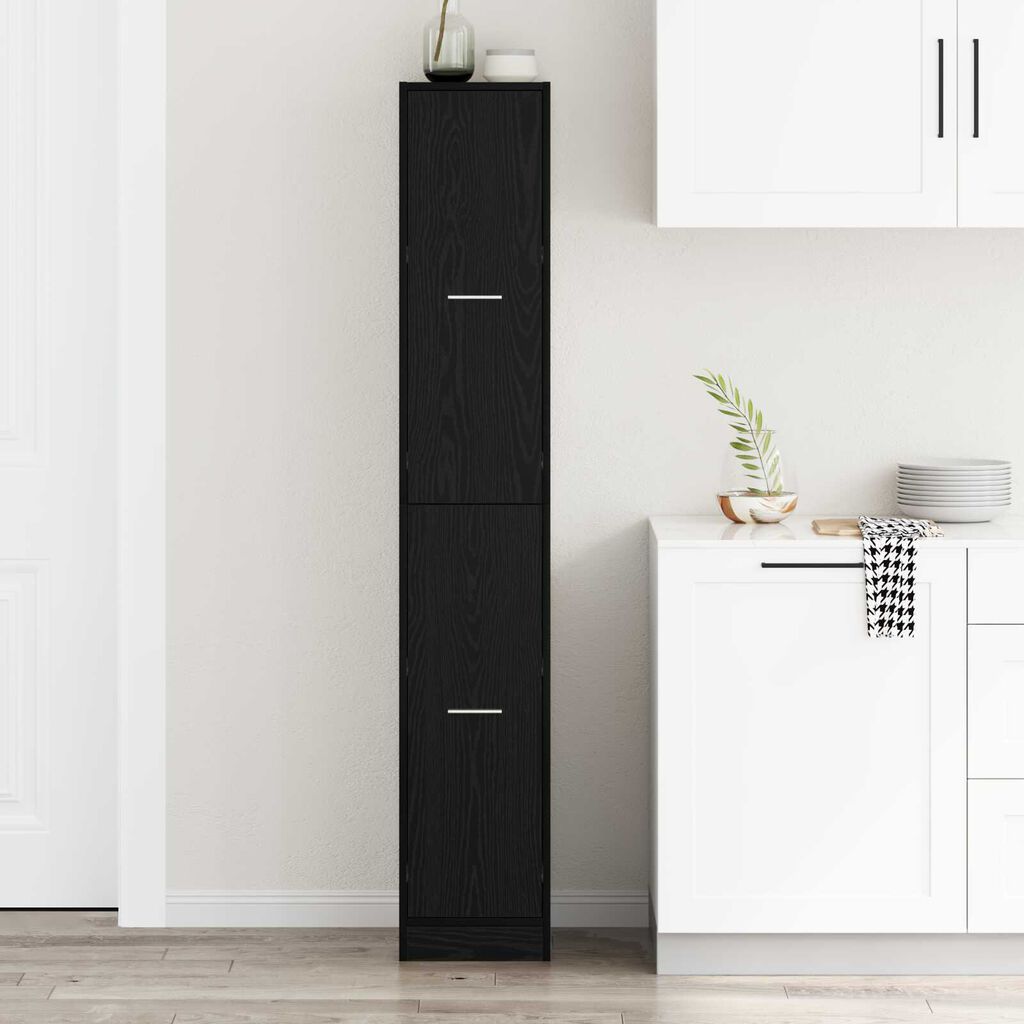 vidaXL Ντουλάπι Αποθήκης Μαύρης Δρυός 30x41x174.5 εκ. Κατασκευασμένο Ξύλο