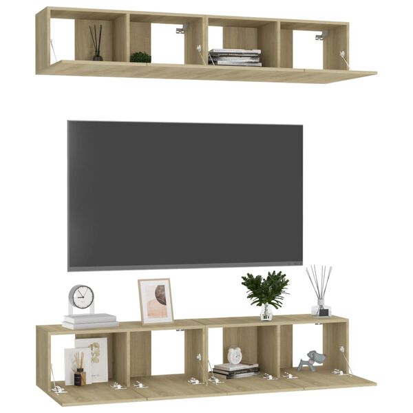 vidaXL Έπιπλα Τηλεόρασης 4 τεμ. Sonoma Δρυς 80x30x30 εκ. Επεξ. Ξύλο