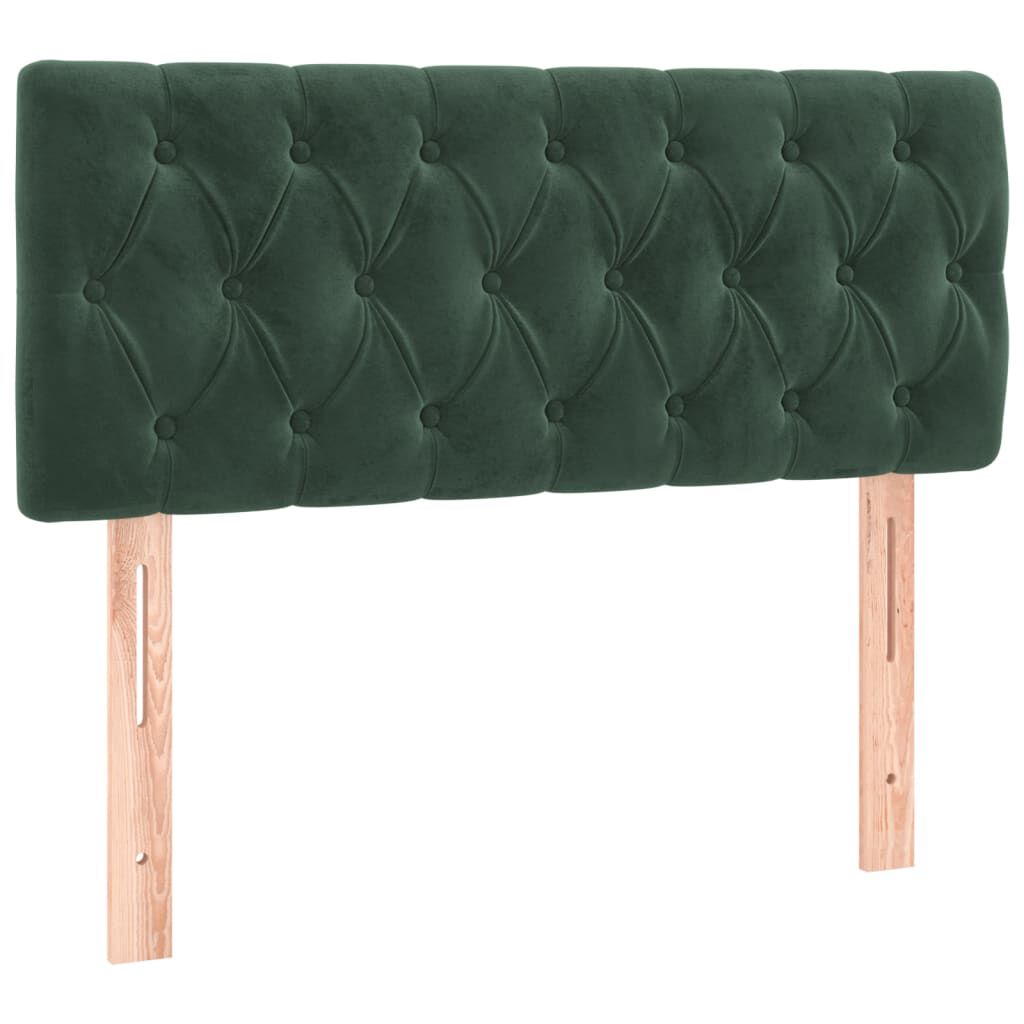 vidaXL Κρεβάτι Boxspring με Στρώμα Σκούρο Πράσινο 100x200εκ. Βελούδινο
