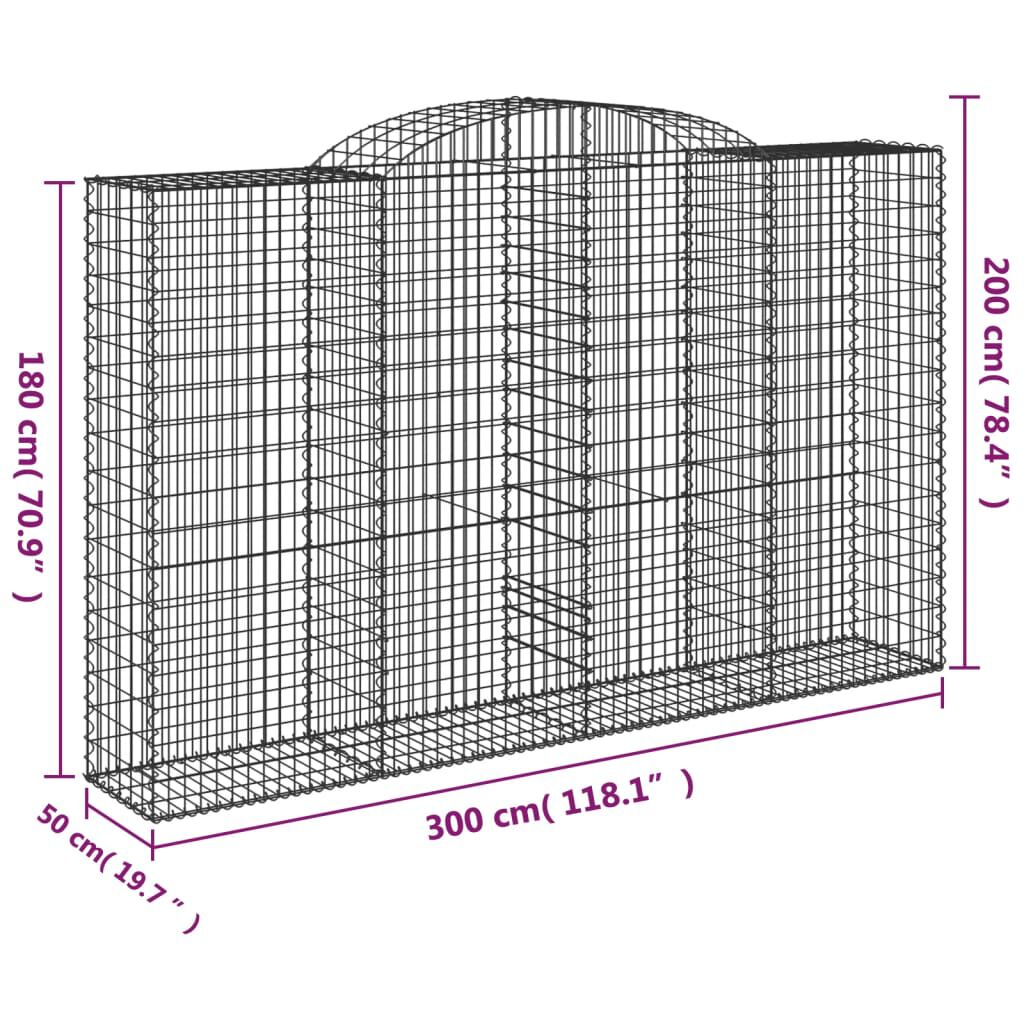 vidaXL Συρματοκιβώτια Τοξωτά 12 τεμ. 300x50x180/200 εκ. Γαλβαν. Ατσάλι
