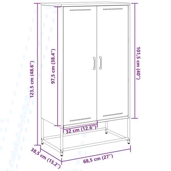 vidaXL Ντουλάπι Πράσινο Λαδί 68,5x38,5x123,5 εκ. από Ατσάλι