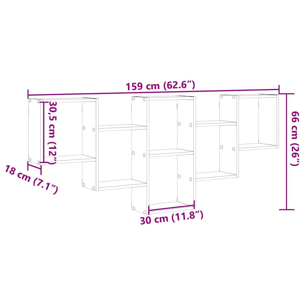 vidaXL Ράφι τοίχου Παλιό ξύλο 159x18x66 cm Κατασκευασμένο ξύλο